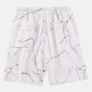 marble pattern shorts dynamic drawstring design 7744