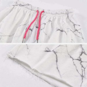 marble pattern shorts dynamic drawstring design 8563