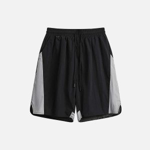 patchwork drawstring shorts youthful urban trendsetter 3520