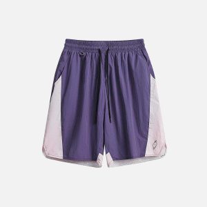 patchwork drawstring shorts youthful urban trendsetter 4399