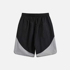 patchwork drawstring shorts youthful urban trendsetter 8622