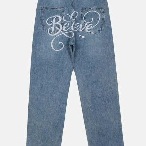 personalized letter jeans custom wash design urban appeal 1077