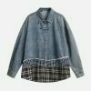 plaid denim shirt retro streetwear essential 7813