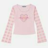 plaid heart print long sleeve retro chic 1049