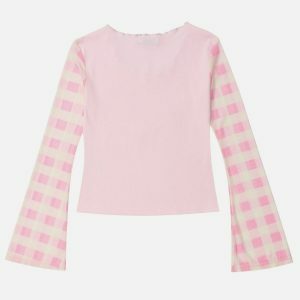 plaid heart print long sleeve retro chic 4872