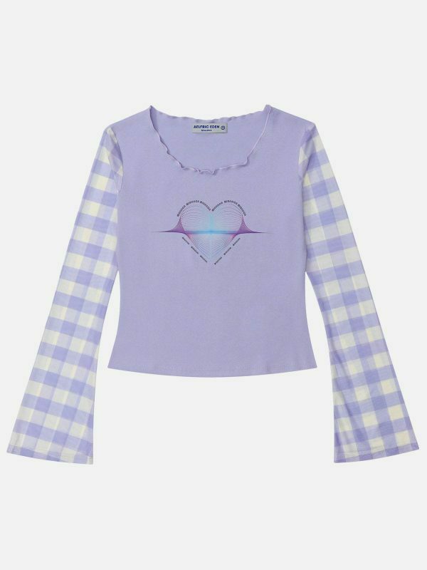 plaid heart print long sleeve retro chic 8262