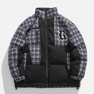 plaid patchwork coat   winter's iconic streetwear piece 1912