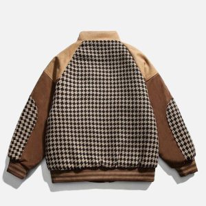 plaid patchwork coat   winter's iconic streetwear piece 7692