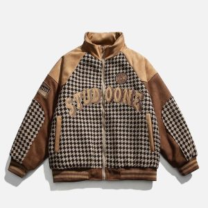 plaid patchwork coat   winter's iconic streetwear piece 8132