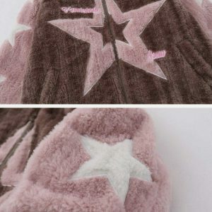 plush star sherpa coat luxurious & edgy outerwear 2861