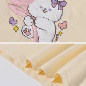 quirky bunny doll flocking tee youthful pattern design 4899