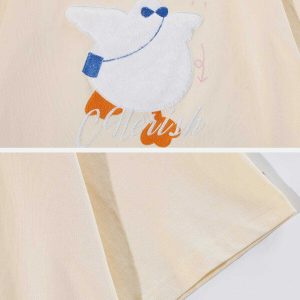 quirky cartoon duck patchwork tee youthful design 1624