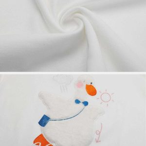 quirky cartoon duck patchwork tee youthful design 2196