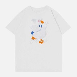 quirky cartoon duck patchwork tee youthful design 5637