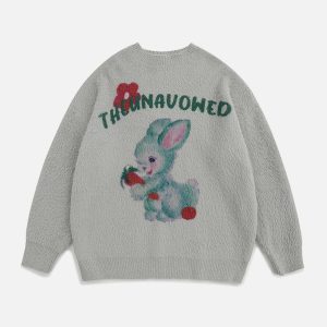 quirky cartoon rabbit sweater youthful urban style 4816