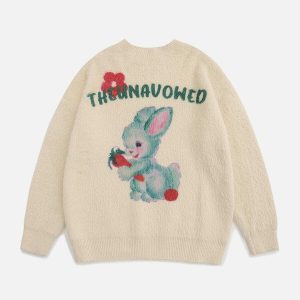 quirky cartoon rabbit sweater youthful urban style 5833