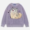 quirky cat embroidery sweater youthful & urban chic 6789