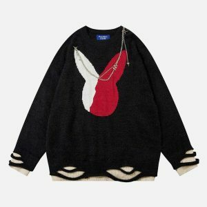 rabbit chain distressed sweater urban edge 1875