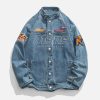 racing embroidery denim jacket iconic & youthful streetwear 1643