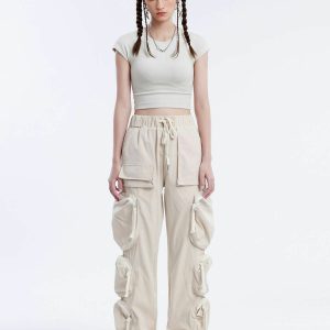 retro inspired multi pocket cargo pants 7482