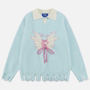 retro butterfly sweater vibrant y2k fashion 6884