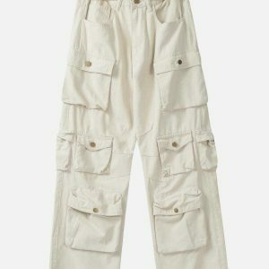 retro cargo pants with multiple pockets 1407