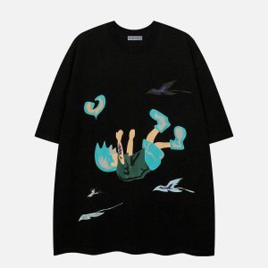 retro cartoon character print tee urban streetwear 2266