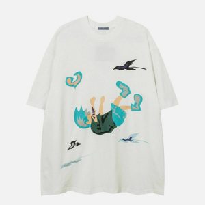 retro cartoon character print tee urban streetwear 8830