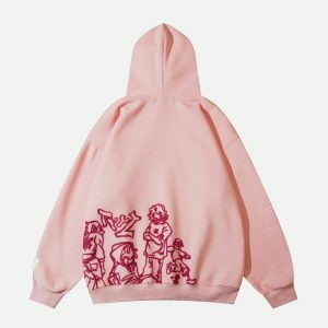 retro cartoon line print hoodie urban edge 5720