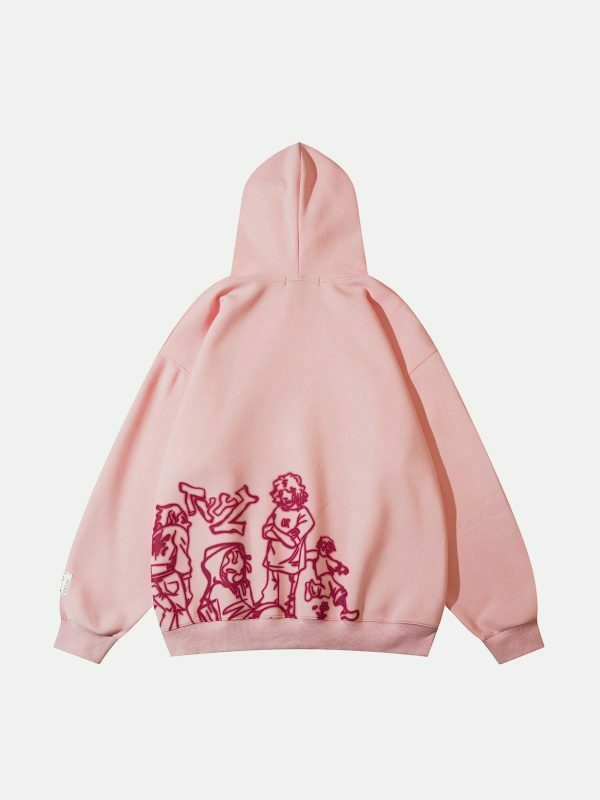 retro cartoon line print hoodie urban edge 5720