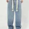 retro checkerboard jeans dynamic print & street style 1748