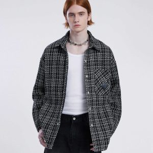 retro city love plaid jacket   chic urban streetwear 1555