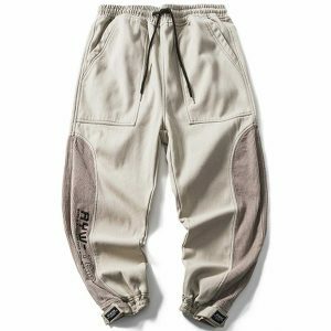 retro corduroy patch sweatpants urban streetwear 5639