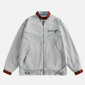 retro denim racing jacket edgy & vibrant streetwear 6791