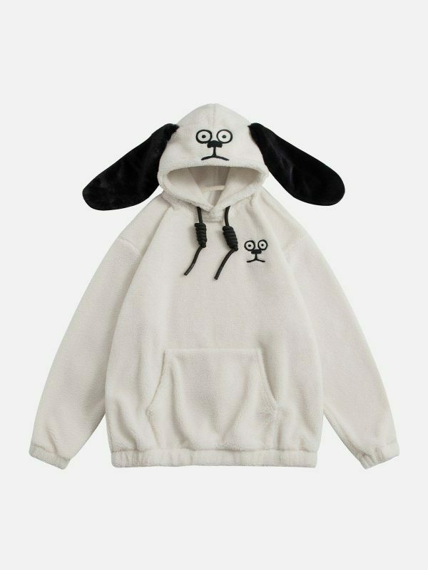 retro dog ear hoodie urban streetwear 2858