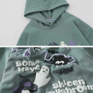 retro ghost foam print hoodie urban streetwear 3927