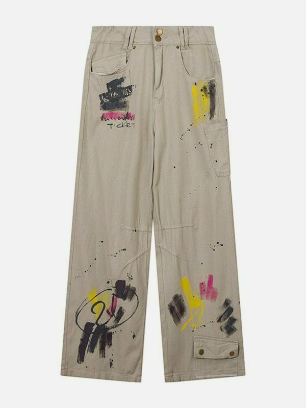 retro graffiti cargo pants edgy & vibrant streetwear 2070