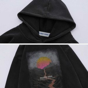 retro mountain sunset hoodie   chic urban streetwear 2146