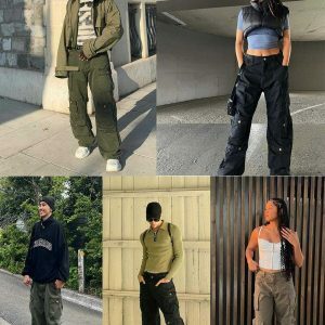 retro multi pocket cargo pants urban style 2714