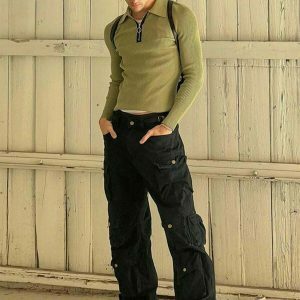 retro multi pocket cargo pants urban style 3534