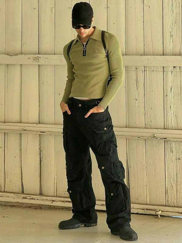 retro multi pocket cargo pants urban style 3534