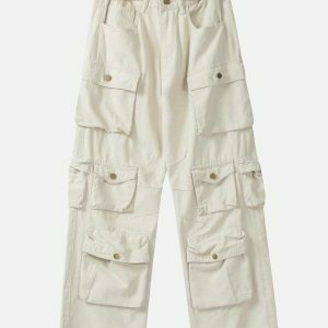 retro multi pocket cargo pants urban style 6528