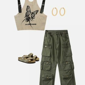 retro multi pocket cargo pants urban style 7297