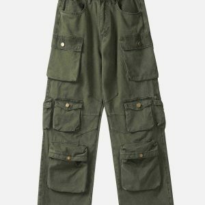 retro multi pocket cargo pants urban style 7836