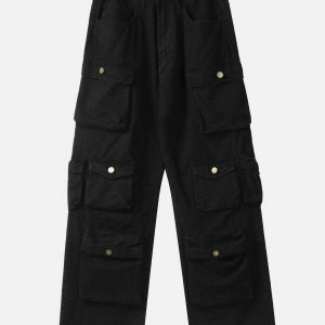 retro multi pocket cargo pants urban style 8801