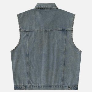 retro rivet denim vest urban fashion essential 8945