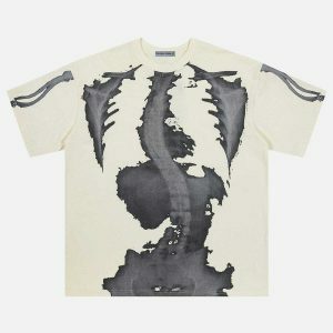 retro skeleton print tee edgy streetwear 4661