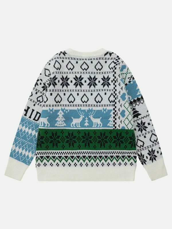 retro snowflake sweater festive & edgy winter fashion 7540