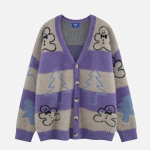 retro snowman cardigan   chic y2k christmas fashion 4035