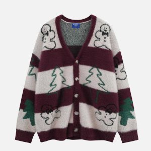 retro snowman cardigan   chic y2k christmas fashion 6807